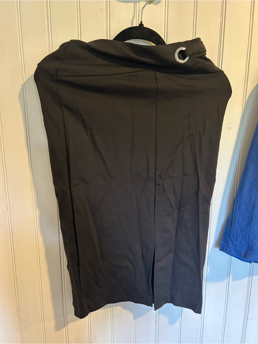Black Women’s Midi Skirt with Grommet Waist
